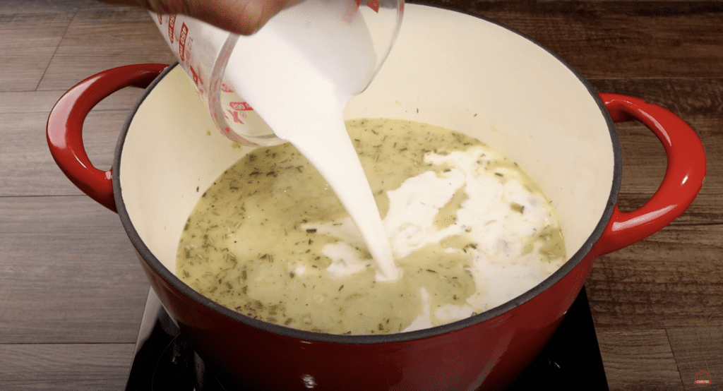 adding heavy cream to pot pie 